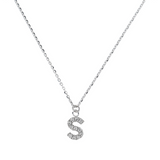 Fine necklace with SMALL initial in zirconia