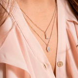 Fine necklace with SMALL initial in zirconia