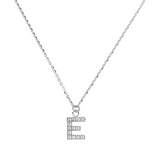 Fine necklace with SMALL initial in zirconia