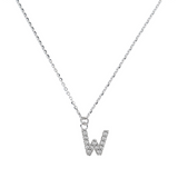 Fine necklace with SMALL initial in zirconia