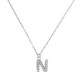Fine necklace with SMALL initial in zirconia