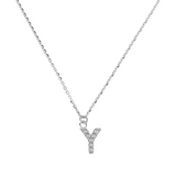 Fine necklace with SMALL initial in zirconia