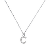 Fine necklace with SMALL initial in zirconia
