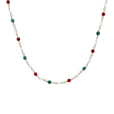 Rosary necklace with colored stones