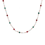 Rosary necklace with colored stones