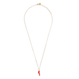 Red Horn and Initial Necklace