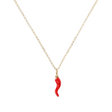 Red Horn and Initial Necklace