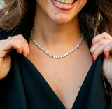 Tennis necklace with zirconia hearts