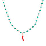collana rosario con corno rosso