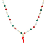 collana rosario con corno rosso