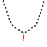 collana rosario con corno rosso