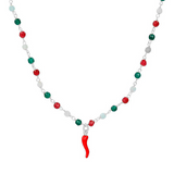 collana rosario con corno rosso