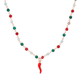 collana rosario con corno rosso