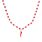 collana rosario con corno rosso