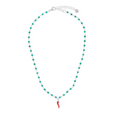 collana rosario con corno rosso