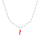 collana rosario con corno rosso