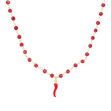 collana rosario con corno rosso