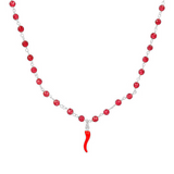 collana rosario con corno rosso