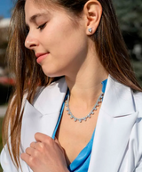 Tennis Necklace with Hanging Hearts