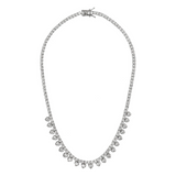 Tennis Necklace with Hanging Hearts