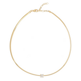 Herringbone Necklace with Square Center Stone