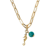 Collana con Pendente Turchese e Ciondolo Mare