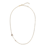 Collanina fine con castoncino e iniziale in zirconi