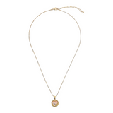 Necklace with circle pendant and heart inside