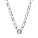 Collana fine brillantinata con rolò e cerchio centrale