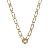 Collana fine brillantinata con rolò e cerchio centrale