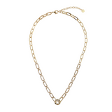 Collana fine brillantinata con rolò e cerchio centrale