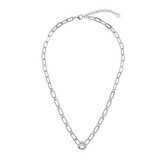 Collana fine brillantinata con rolò e cerchio centrale