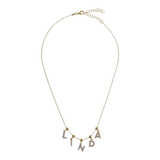 Necklace with name in zirconia and balls