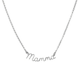 Necklace written Mom in Fine Cursive