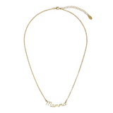 Necklace written Mom in Fine Cursive