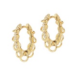 Hoop earrings with zirconia and dangling rings