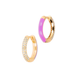 Orecchini cerchietti Double face zirconi e smalto colorato