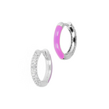 Orecchini cerchietti Double face zirconi e smalto colorato