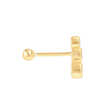 Piercing earring with three round rhinestones