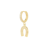 Cubic Zirconia Hoop Earring with Cubic Zirconia Horseshoe