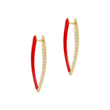 Long earrings with colored enamel and zirconia