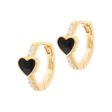 Enamelled Heart Hoop Earrings