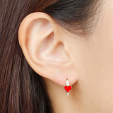 Enamelled Heart Hoop Earrings
