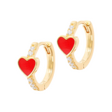 Enamelled Heart Hoop Earrings