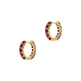 Small Red Hoop Earrings with Zirconia Stones