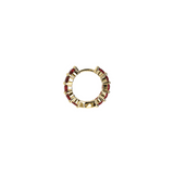 Small Red Hoop Earrings with Zirconia Stones