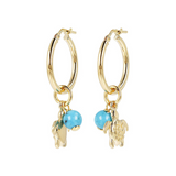 Hoop earrings with turquoise pendant and sea pendant