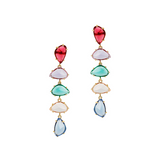 Long Drop Earrings with Colored Stones