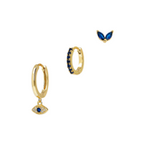 Set of 3 Mini Blue Eye Earrings