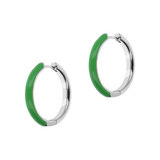 MEDIUM Double Face Hoop Earrings Gold and Colored Enamel